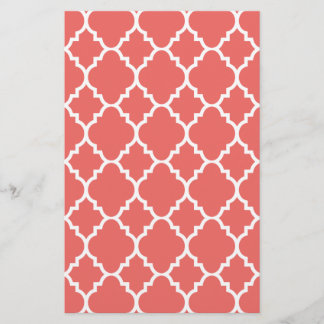 Coral White Quatrefolie Moroccan Mönster Brevpapper