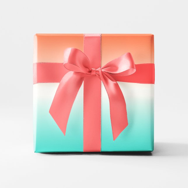 Coral White Turcos Ombre Presentpapper (Coral White Turquoise Gradient  Ombre Wrapping Paper)
