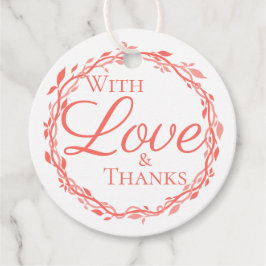 Coral Woodsy Bröllop Modern Rustic Dubbla Sided Gåvor Etiketter