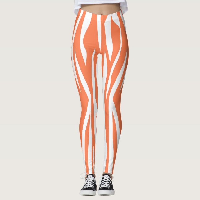 Coral Zebra tryck Leggings (Framsida)