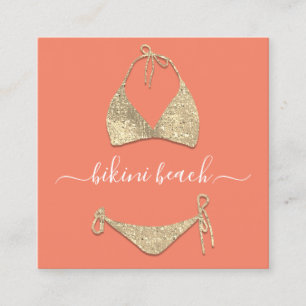 CoralGold Bikini Lingerie Beach Costume Underwear Fyrkantigt Visitkort