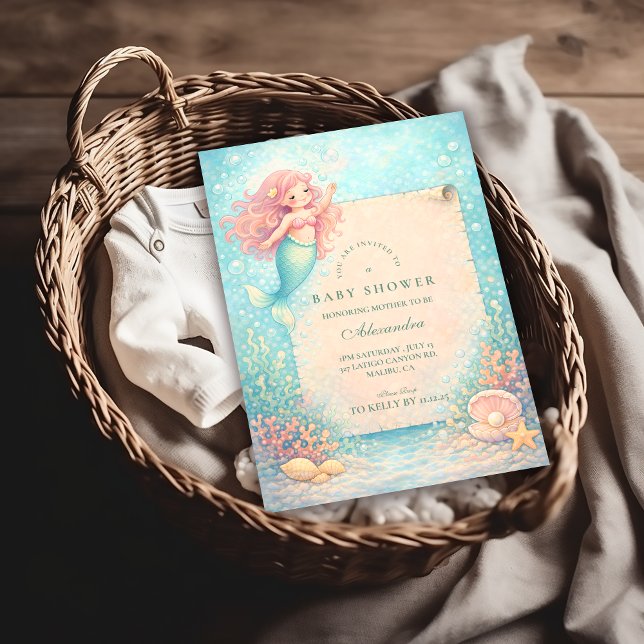 Corallight Mermaid Keepsake Baby Shower Inbjudningar (Skapare uppladdad)