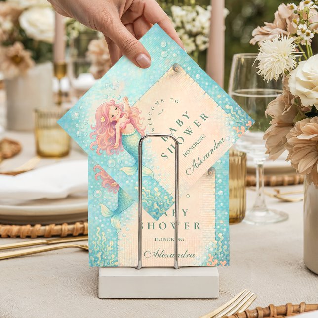 Corallight Mermaid Keepsake Baby Shower Pappersservett (Skapare uppladdad)