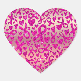 Corazón apoyo contra el Cáncer de Mama Camiseta Hjärtformat Klistermärke