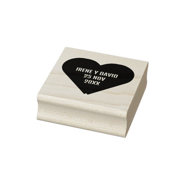 Corazón Blanco y Negro Logo Boda Moderna Stämpel (Stämpel)