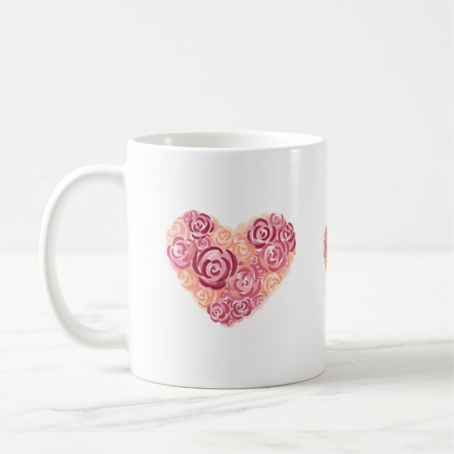 Corazon de flores en acuarela kaffemugg (Vänster)