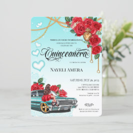 Corazón de Milagros Lowrider Chola Chicana Quince Inbjudningar