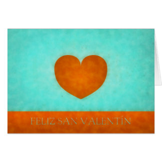 Corazón naranja acuarela Feliz San Valentín Hälsningskort