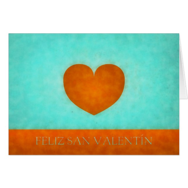 Corazón naranja acuarela Feliz San Valentín Hälsningskort (Framsidan Horizontal)