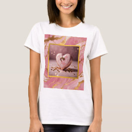 Corazón rosa mármol y dorado t shirt