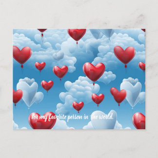 Corazones en cielo vykort