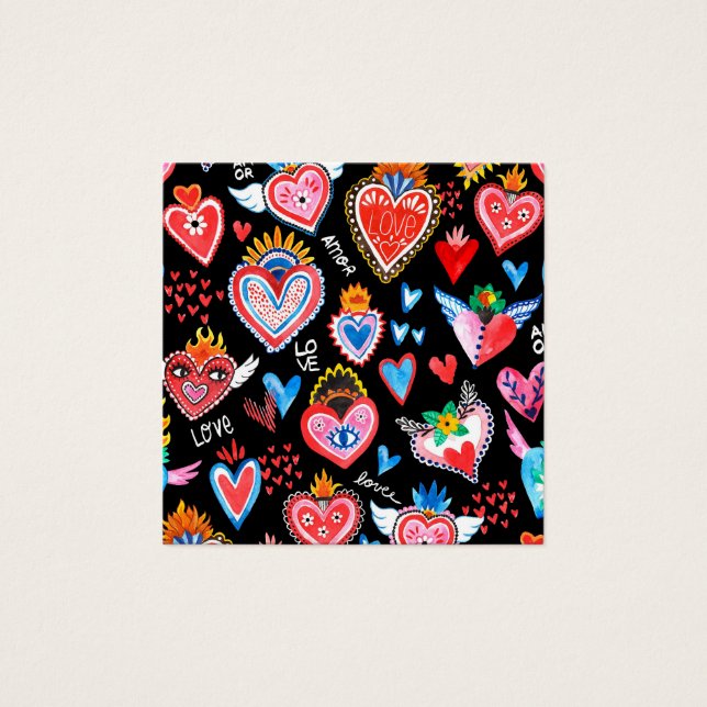 Corazones mexicanos fyrkantigt visitkort (Framsida)