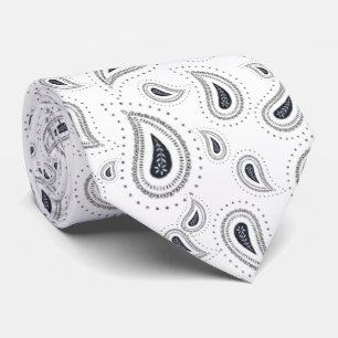 Corbata elegante blanco con azul oscuro slips