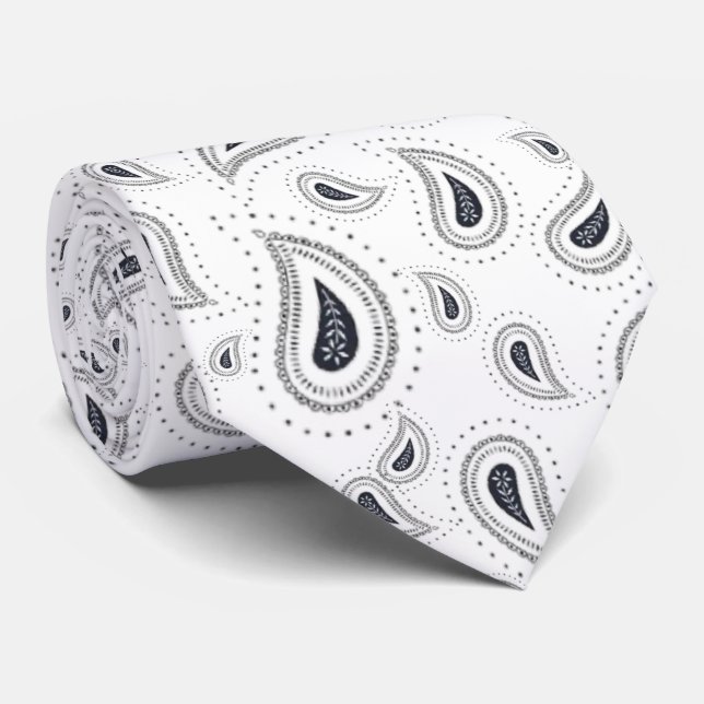 Corbata elegante blanco con azul oscuro slips (Rullad)