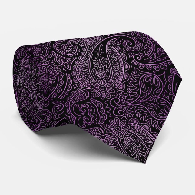 Corbata färg violeta con negro slips (Rullad)