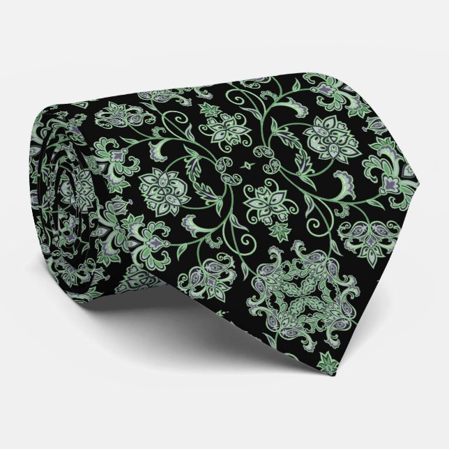 Corbata negra con decoración verde slips (Rullad)