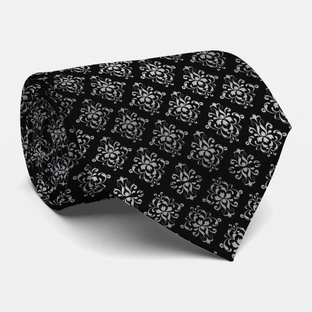 Corbata negra con gris slips (Rullad)
