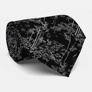 Corbata negra elegante con bambú gris slips