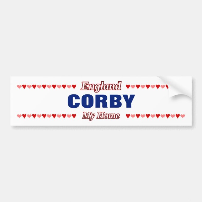CORBY - My Home - England Röd- och Rosa-hjärtan Bildekal (Framsidan)