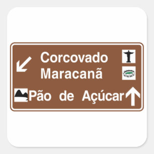 Corcovado/Maracana/Sugarloaf Mt, Brasilien Fyrkantigt Klistermärke