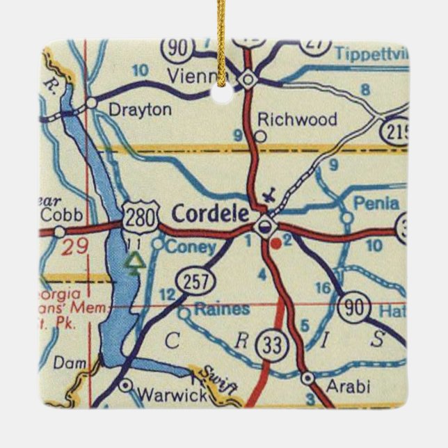 Cordele Georgia Julgransprydnad Keramik (Baksida)