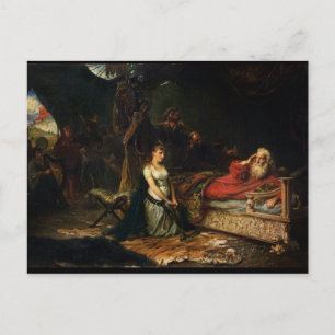 Cordelia och Kung Lear (olja på canvas) Vykort