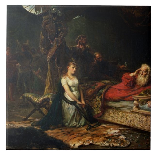 Cordelia och kung Lear (olja på kanfas) Kakelplatta (Framsidan)