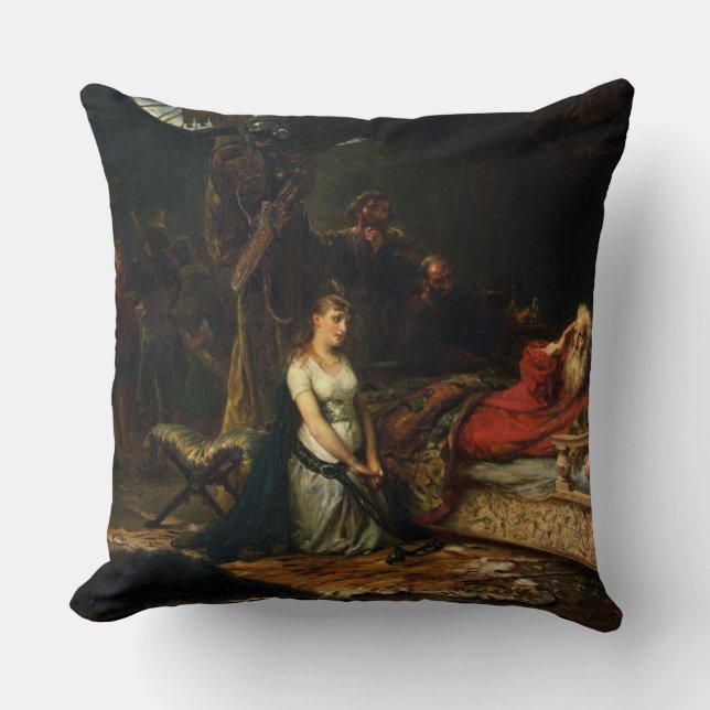 Cordelia och kung Lear (olja på kanfas) Kudde (Framsida)