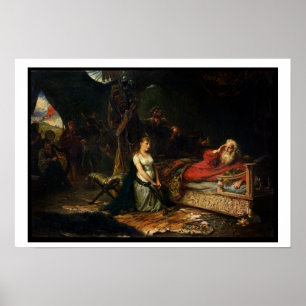 Cordelia och kung Lear (olja på kanfas) Poster