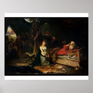 Cordelia och kung Lear (olja på kanfas) Poster