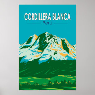 Cordillera Blanca Peru Resa Konst Vintage Poster