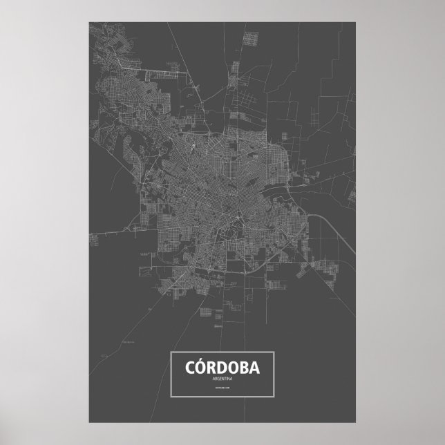 Córdoba, Argentina (vit på svart) Poster (Framsidan)