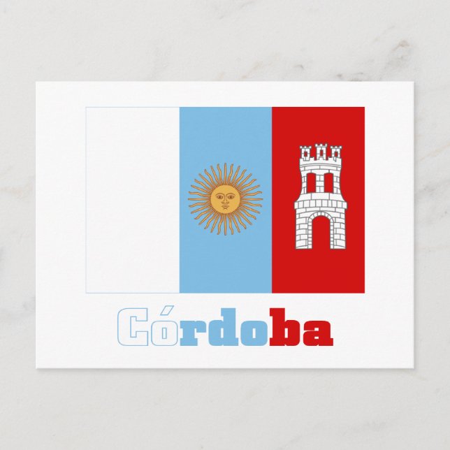 Córdoba flagga med namn vykort (Framsida)
