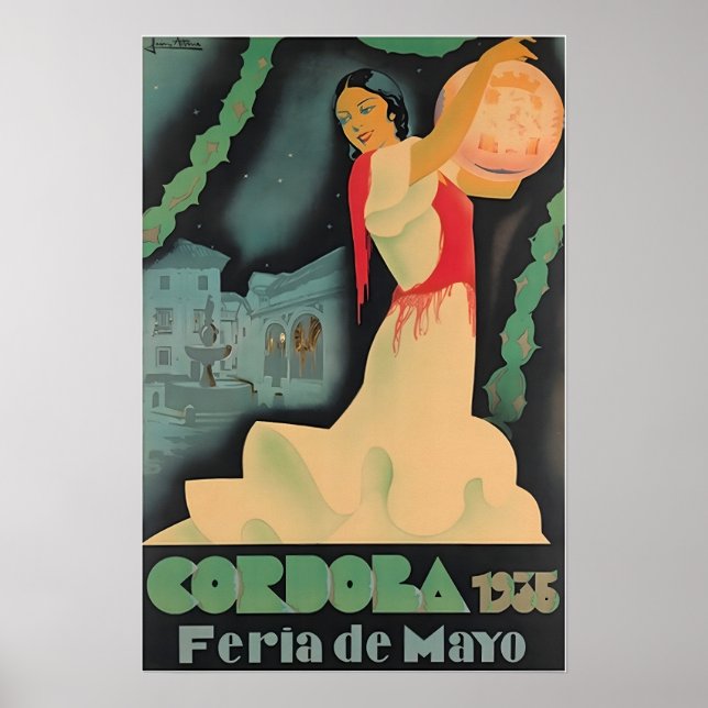 Cordoba Print Spain Travel Poster Spanish Art (Framsidan)