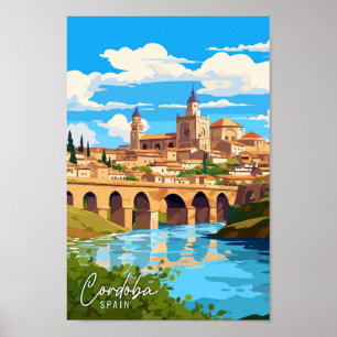 Cordoba Spain Art vintage resor illustration Poster