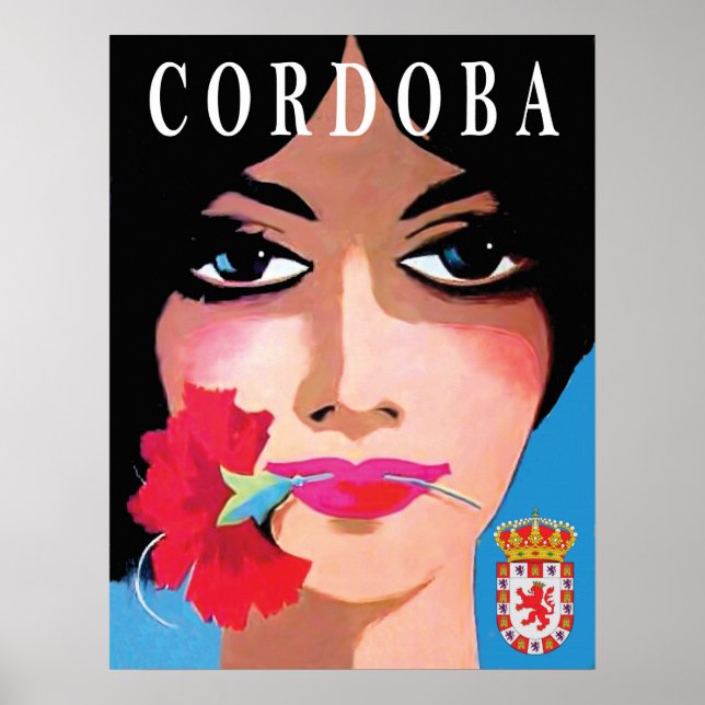 Cordoba, Spanien, ansiktet av en vacker kvinna, bl Poster (Framsidan)