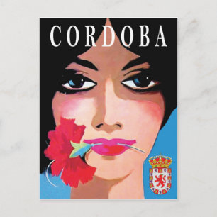 Cordoba, Spanien, ansiktet av en vacker kvinna, bl Vykort