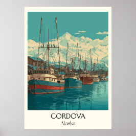 Cordova Alaska Hamnstad Vintage Resemålningaffisch Poster