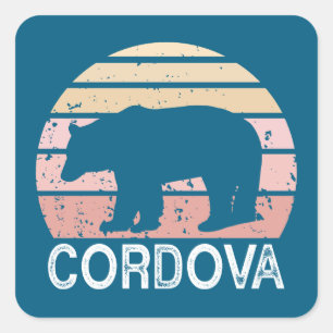 Cordova Alaska Retro Bear Fyrkantigt Klistermärke