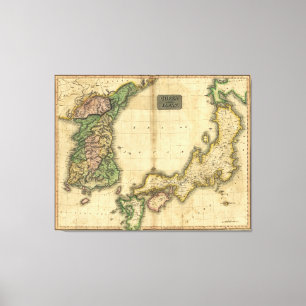 Corea (Korea) och Japan karta (1815) Canvastryck