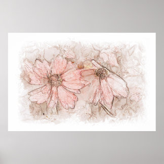 Coreopsis Blommigt Vattenfärg-ID712 Poster