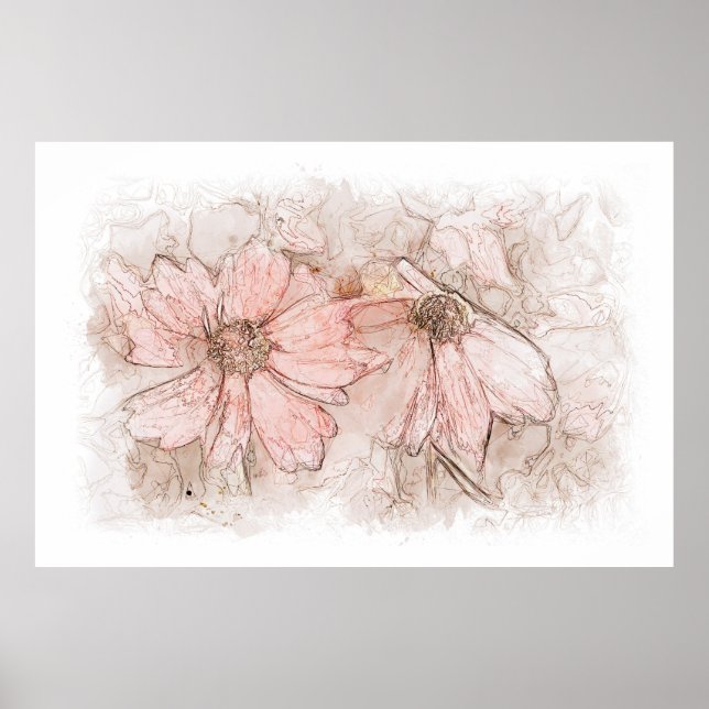 Coreopsis Blommigt Vattenfärg-ID712 Poster (Framsidan)