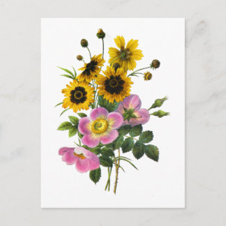 Coreopsis och Ro Hips Redoute Bouquet Vykort