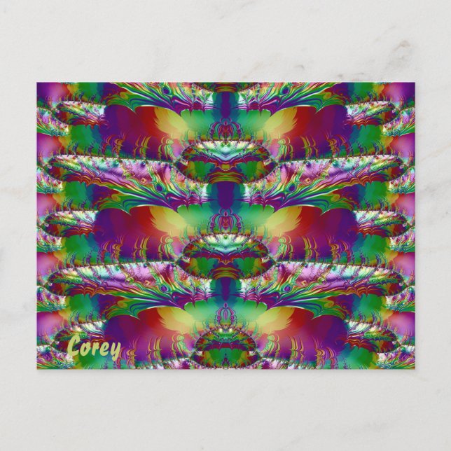 COREY ~ Glansig vykort 3D Färgglad Tokig (Framsida)