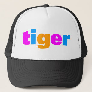 COREY TIGER 1980's RETRO MULTI FÄRG TEXT Truckerkeps