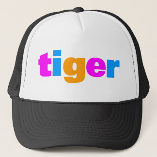 COREY TIGER 1980's RETRO MULTI FÄRG TEXT Truckerkeps