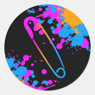 COREY TIGER 1980's RETRO PUNK SAFETY PIN SPLATTER Runt Klistermärke