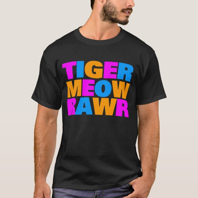 COREY TIGER 80-TAL MULTI MEOW RAWR T SHIRT (Framsida)