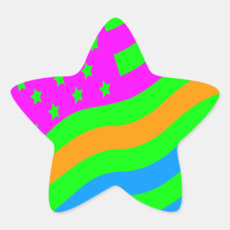 Corey Tiger 80-tal Neon Amerikansk USA Flagga Stjärnformat Klistermärke