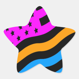 Corey Tiger 80-tal Neon Amerikansk USA Flagga Stjärnformat Klistermärke